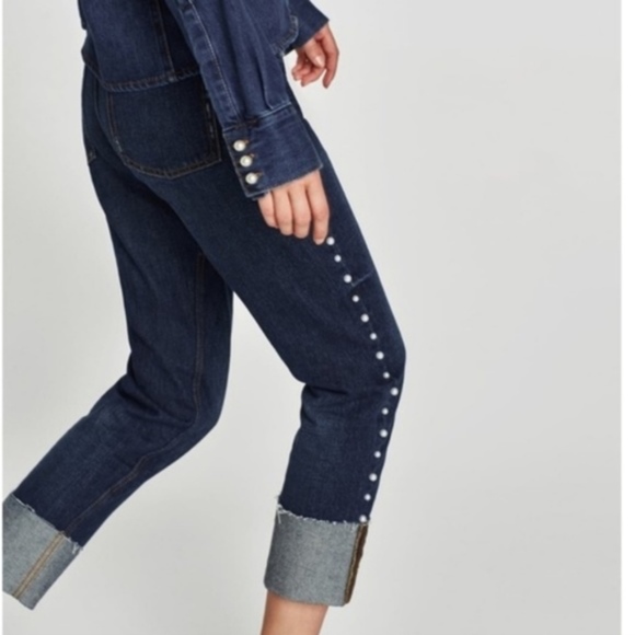 Zara Cigarette Pearl Jeans 00 x/i - Picture 2 of 8